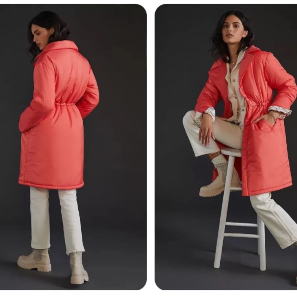 Mauve Cinched Light Weight Puffer Coat